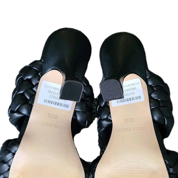 NEW Marc Fisher Toree Black Puffy Woven Strap Heels Women's Braided Sandal 6.5 - Picture 6 of 7